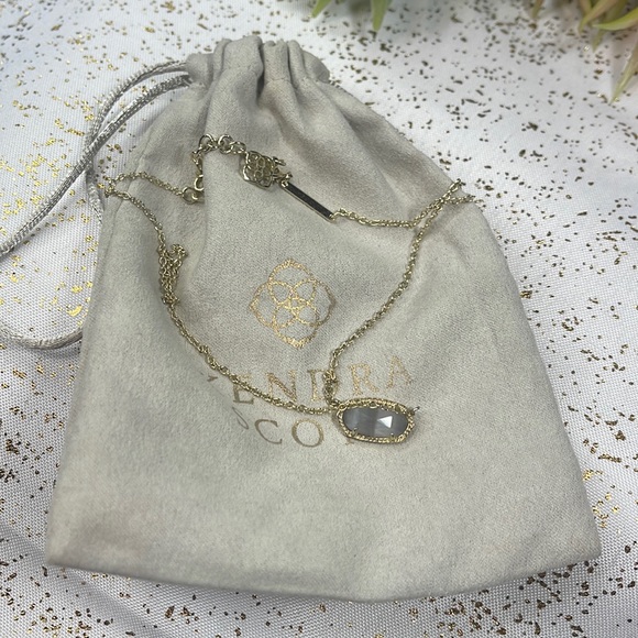 Kendra Scott Elisa necklace gray with gold chain euc - Picture 2 of 5